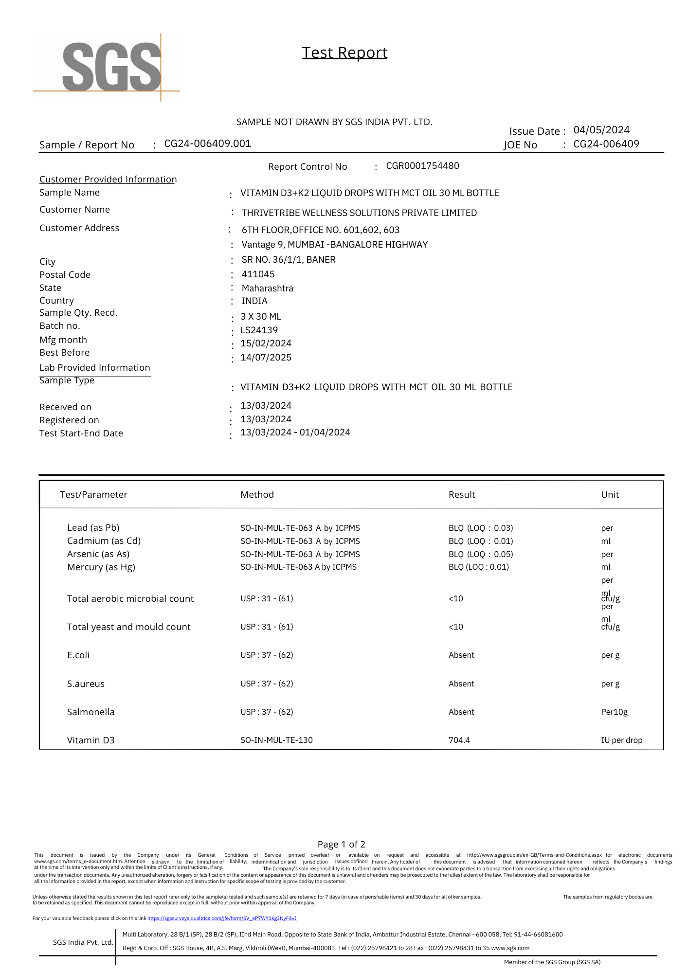 Vitamin D3 + K2  in MCT Oil - 30ml